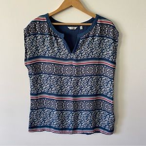 3/$30💚Reitmans floral blue and white short sleeve top size medium